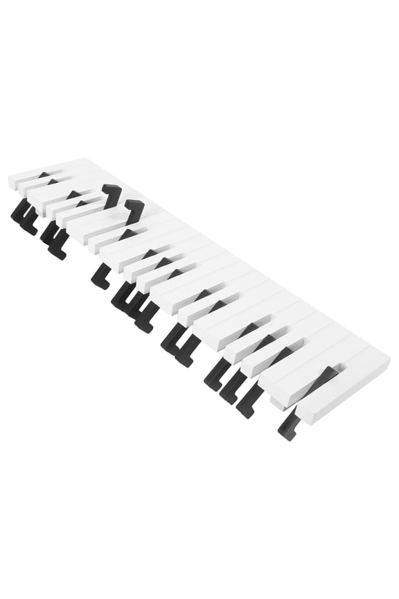 Piano Key Hanger Black Plastic Storage for Bathroom Foyer 1Pcs
