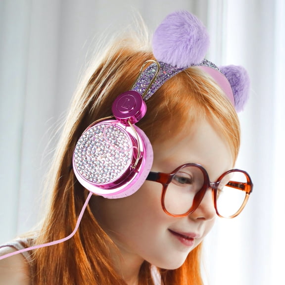 OFFIGAM Plush Wired Earphones, Comfortable Over Ear Headphones for Music Listening, Compatible with Phones, Tablets, PCs