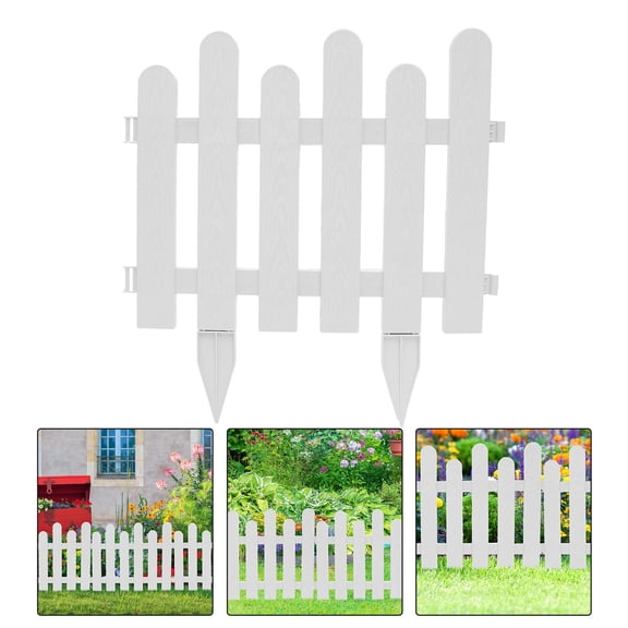 OFFIGAM White Plastic Garden Fence Edging, 2pcs Outdoor Fence with Simple Novel Design for Yard, Lawn, and Garden
