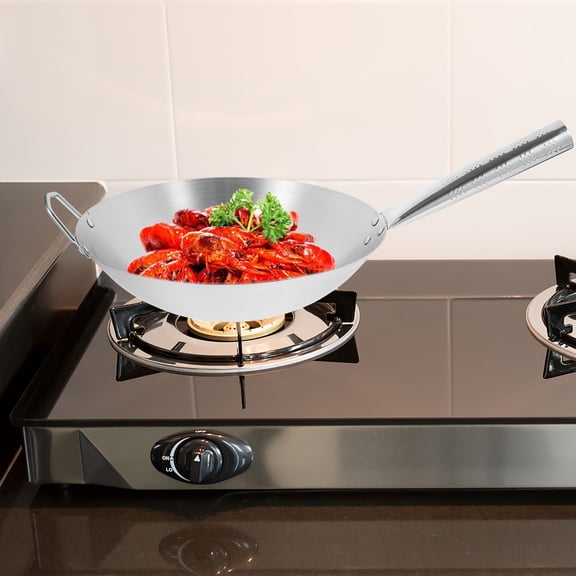 OFFIGAM Plated Stainless Steel Nonstick Wok Pan, 1-Piece Frying Cookware for Meat, Vegetables, Stir Fry, Home Kitchen Cooking