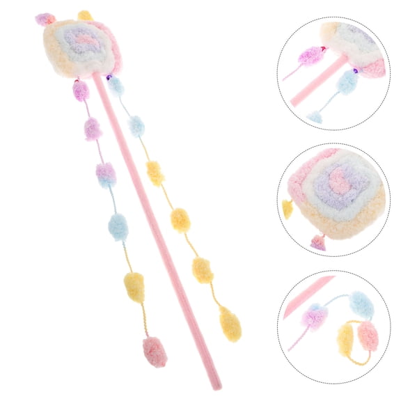 OFFIGAM Plush Cat Teaser Wand Lollipop Shape for Biting Scratching and Playing