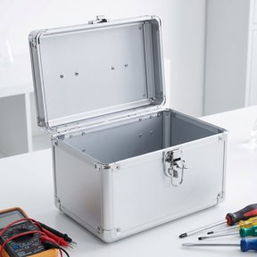 OFFIGAM Aluminum Alloy Portable Instrument Case with Handle, Storage Box for Workshop, Travel, and Tool Organization