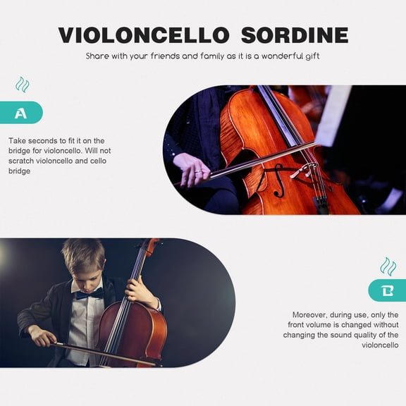 OFFIGAM Professional Black Rubber Cello Practice Mute, Soft Material to Reduce Volume for Quiet Playing
