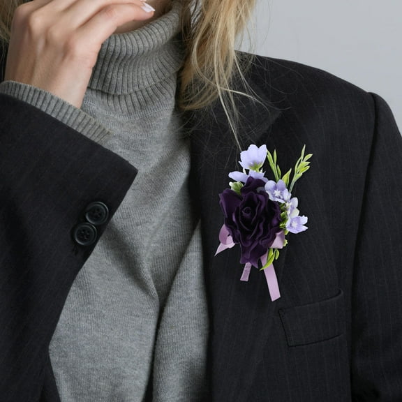 OFFIGAM Wedding Rose Brooch Pin, Artificial Flower Lapel Pin with Comfortable Fit for Bridal, Party, and Everyday Wear
