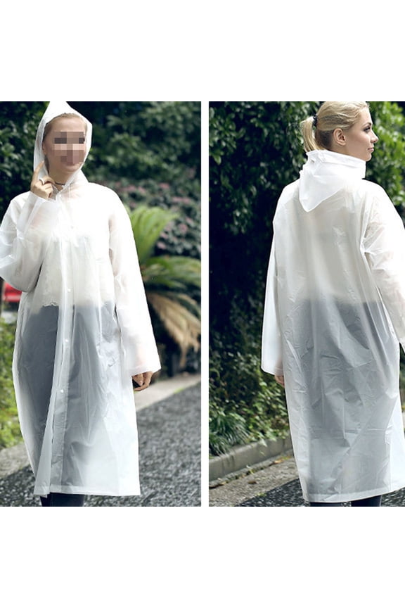 Hooded Ponchos Rainwear White Peva for Theme Park and Rainy Days