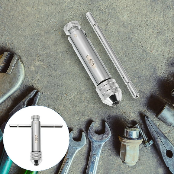 OFFIGAM Ratcheting T-Handle Tap Wrench Manual Repair Tool, 1 Piece, 4.4 x 1 x 0.9 Inches, Steel