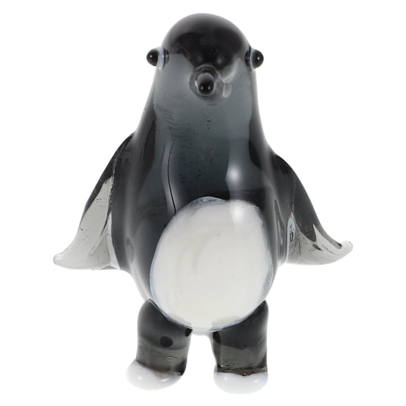 OFFIGAM Realistic Crystal Penguin Figurine Grey Animal Sculpture for Decorative Use
