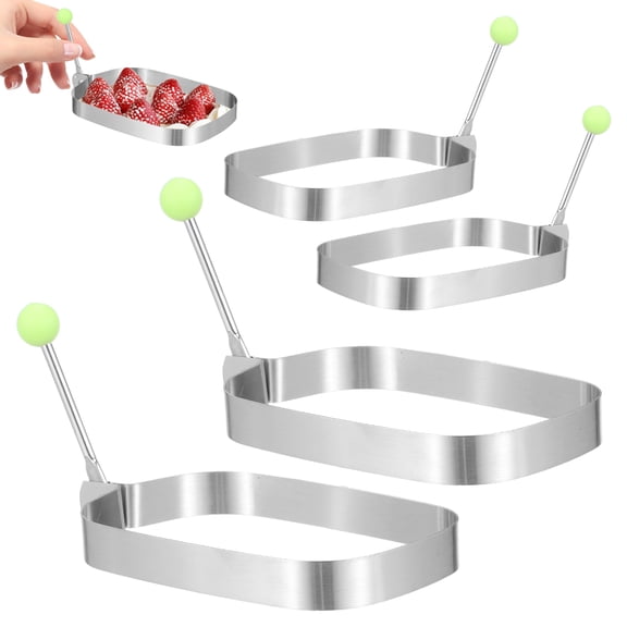 OFFIGAM Rectangular Cake Rings Stainless Steel Plated Silver for Baking 4Pcs