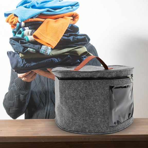 OFFIGAM Household Felt Hat Box with Clear Window and Space Saving Design