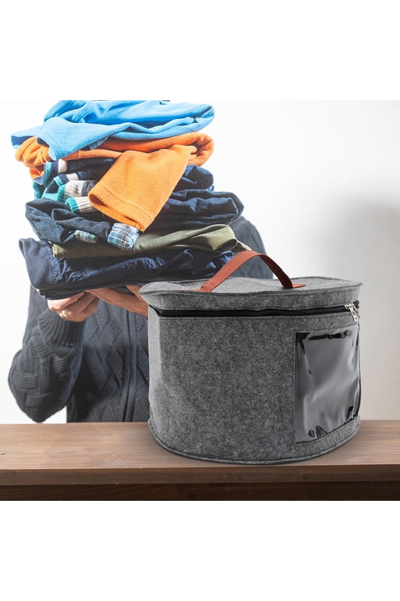 Household Felt Hat Box with Clear Window and Space Saving Design