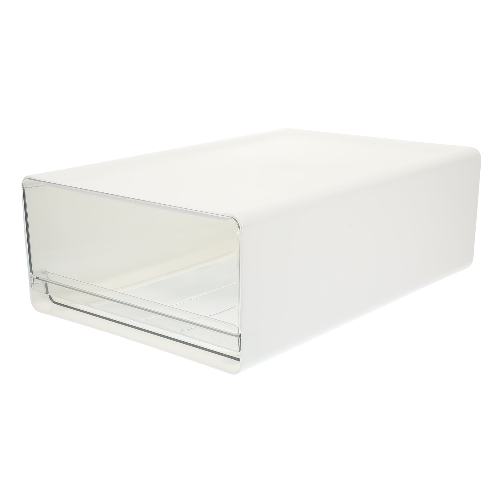 OFFIGAM White Rectangular Storage Bin Set of 1, HIPS Plastic Organizer ...