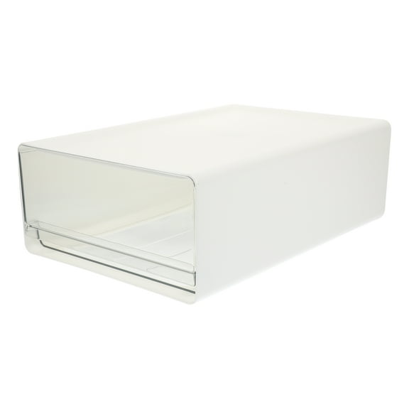 OFFIGAM White Rectangular Storage Bin Set of 1, HIPS Plastic Organizer for Home, Office, and Family Use