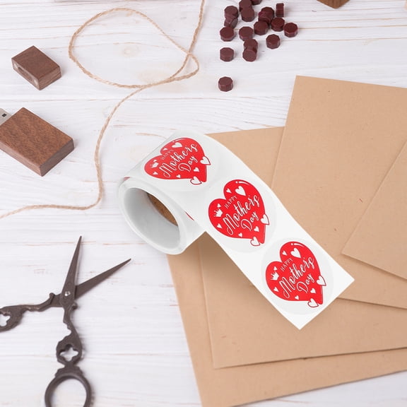 OFFIGAM Mother's Day Stickers Roll, Adhesive Paper for Crafts, Scrapbooking, Wrapping, and Decorative Use, 1 Roll