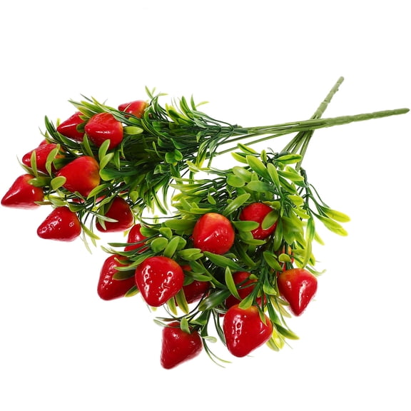 OFFIGAM Red PVC Strawberry Stem Picks Set of 2 for Christmas Thanksgiving Holiday Home Decoration