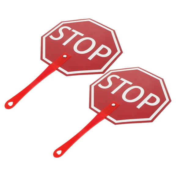 OFFIGAM Red Plastic Student Learning Stop Sign 2-Pack Educational Traffic Safety Teaching Tool for Kids