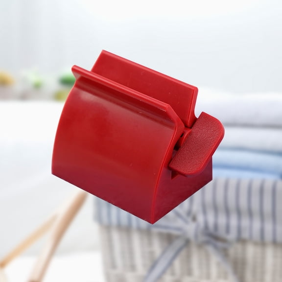 OFFIGAM Red Toothpaste Squeezer and Dispenser with Right Rotate Handle, Easy to Use, Saves Toothpaste, 1 Set for Bathroom and Home