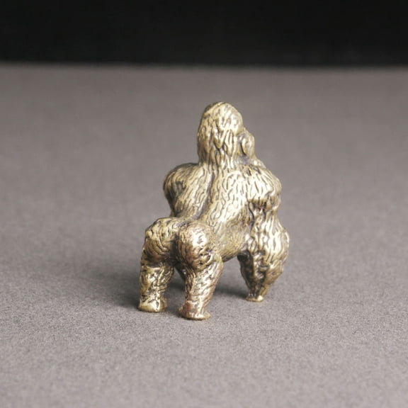 OFFIGAM Retro Brass Orangutan Figurine Golden Metal Sculpture for Office Desk, Living Room Decor, and Home Display