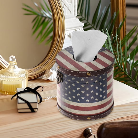 OFFIGAM Retro Style Cylindrical Tissue Box Cover with Storage for Bathroom Use - 1 Set