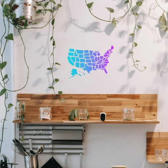 OFFIGAM American Map Beige Plastic Wall Art Stencil A4 Size for Home and Office Decoration