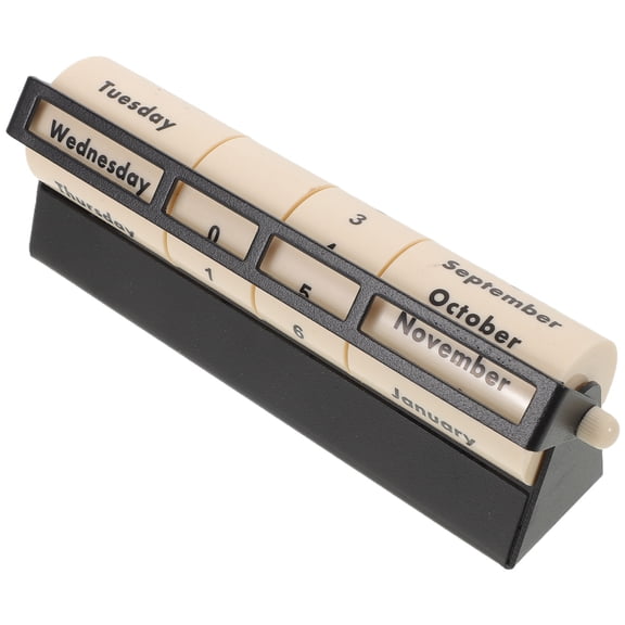 OFFIGAM Metal Desktop Organizer with Reusable Manual Date Roller Calendar and Unique Rotating Wheel for Office and Home