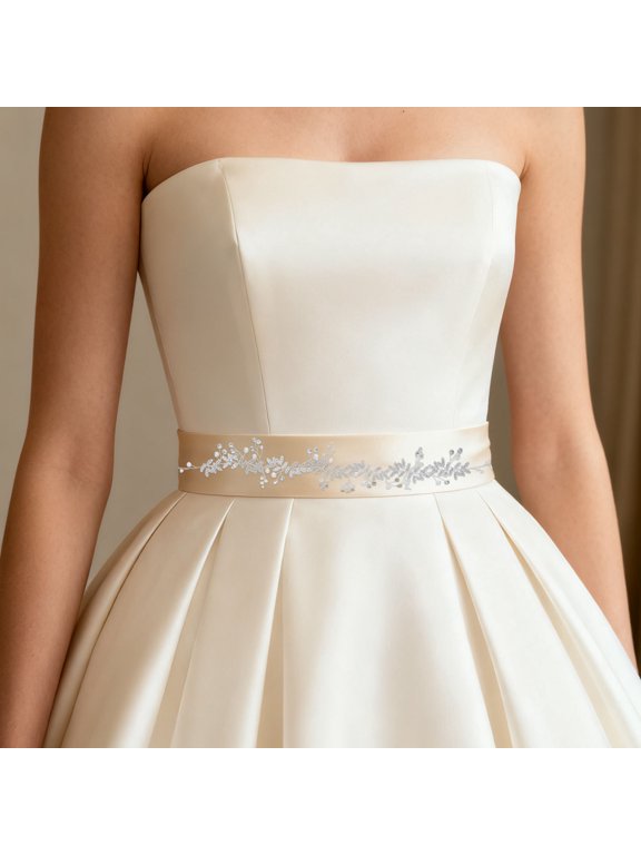Rhinestone Bridal Belt Sash, Crystal Applique Wedding Dress Waist Belt for Bride Bridesmaid Formal Gown Accessories