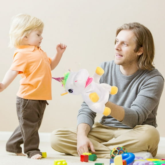 OFFIGAM Soft Plush Puppet for Kids Storytelling and Playtime, Lifelike White Toy for Home and Classroom