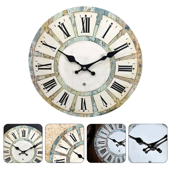 OFFIGAM Roman Numeral Hanging Wall Clock with Printed Paper, Ideal for Living Room and Office Decor