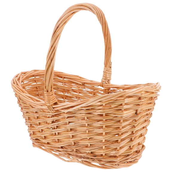 OFFIGAM Round Handle Harvest Basket For Garden Vegetables Wicker Gathering Basket 1Pcs