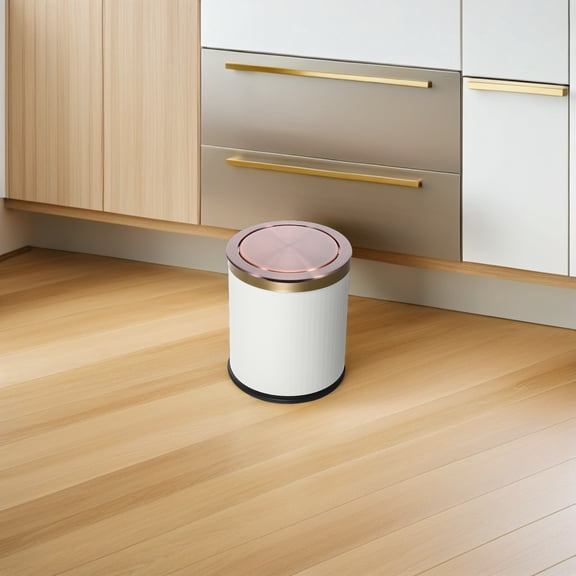 OFFIGAM Round Recessed Trash Lid Stainless Steel Built in Swing Cover for Bathroom Waste Basket