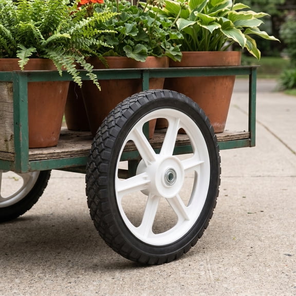 OFFIGAM Rubber Wheelbarrow Replacement Wheel Black Heavy Duty Tire for Garden Cart and Utility Wagon