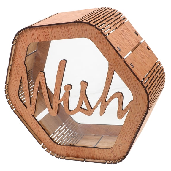 OFFIGAM Brown Wooden Wedding Card Box Large Storage Blessing Message Keepsake