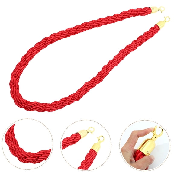 OFFIGAM Weather Resistant Red Crowd Control Rope with Hooks for Safety Barriers