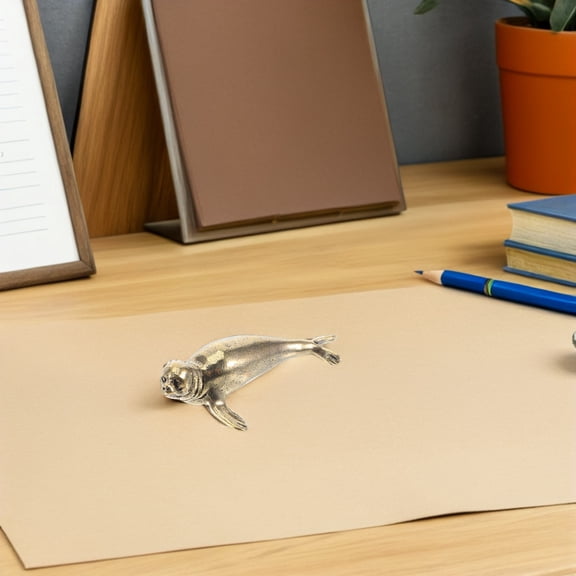 OFFIGAM Set of Small Sea Animal Models for Office Decoration, Golden Brass Figurines, Desk Accessories, Nautical Home Decor