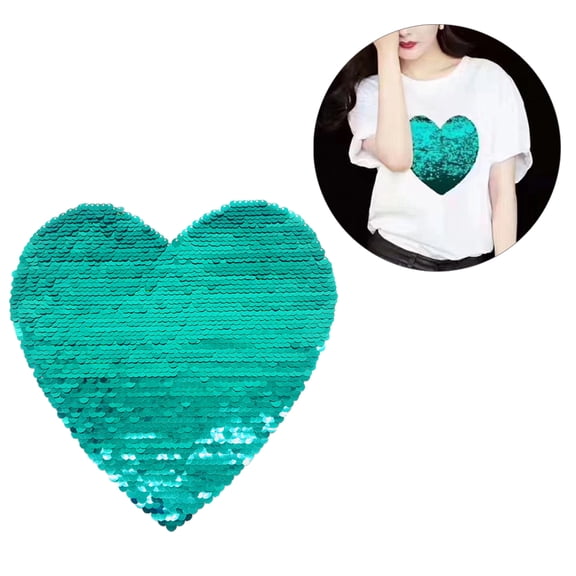 OFFIGAM Heart Shape Double Sided Sequins Sewing Appliques Piece for Crafts and Decorations