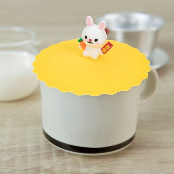 OFFIGAM Silicone Cup Lids with Ear Design, Reusable Drink Covers for Spill and Freshness