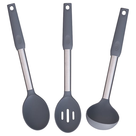 OFFIGAM Silicone Soup Spoon Kitchen Gadget with Comfortable Grey Grip, and , Easy to Use, 1 Piece