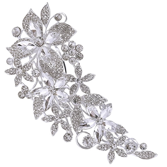 OFFIGAM Elegant Plated Silver Rhinestone Hair Comb for Brides and Bridesmaids