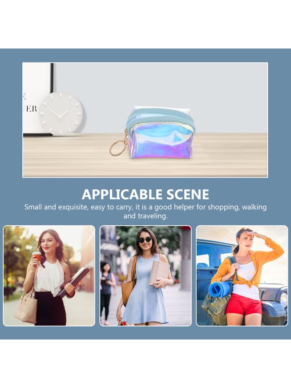 Compact Sky Purse Keychain, PVC Mini Wallet Pouch for Cash, Cards, Keys, Earbuds and Daily Small Essentials