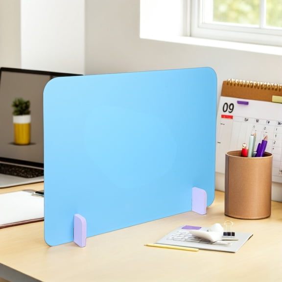 OFFIGAM SkyBlue PVC Office Desk Divider for Students with Easy Installation and Clear Visibility