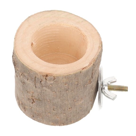 OFFIGAM Beige Wooden Feeding Bowl for Small Pets Hamsters Guinea Pigs Wear-Resistant Pet Food Dish