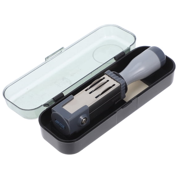 OFFIGAM Small Date Stamper Light Grey Plastic Portable Date Stamp for Documents and Certificates