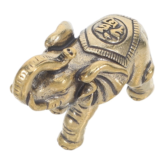 OFFIGAM Vintage Brass Elephant Sculpture, Golden Artistic Decor, Wealth Symbol, Home Office , Unique Idea
