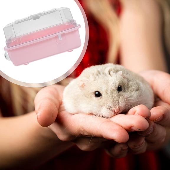 OFFIGAM Small Pet Hamster Cage Portable Pink Suitcase Style with Transparent View and Water Dispenser