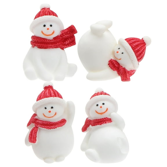 OFFIGAM Snowman Micro Landscape Decoration 4PCS Resin Bonsai Ornament Knit Snowman 1.26*1.26*0.79 Inch