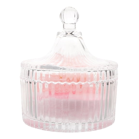 OFFIGAM Soft Body Powder Puff with Glass Storage Container and Lid, Beauty Dusting Puff for Loose Powder, Bath and Vanity