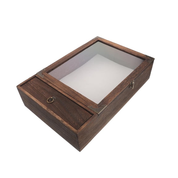 OFFIGAM Space Saving Rustic Wood Shadow Box with Drawer for Photos and Keepsakes