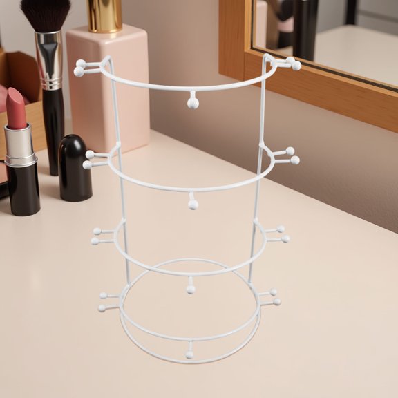 OFFIGAM Spacesaving White Crown Display Stand with 4 Tier Headband Storage for Home