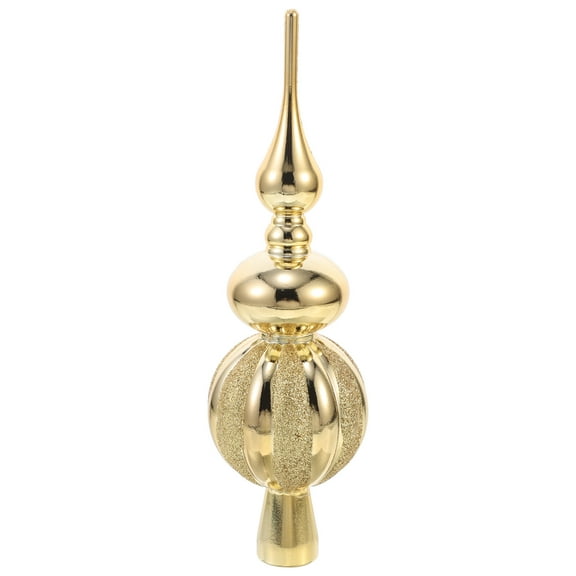 OFFIGAM Spherical Christmas Tree Topper Golden Plastic Xmas Treetop Decoration for Holiday Party 9.04X2.63X2.63in