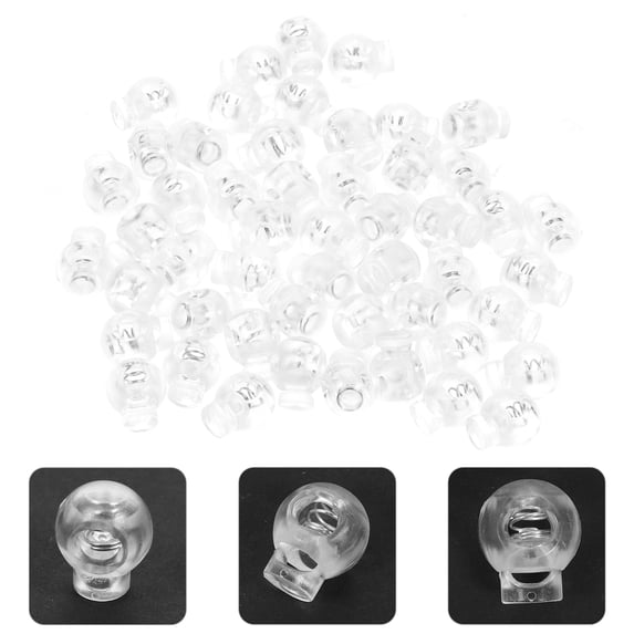 OFFIGAM Clear Plastic Cord Locks with Spring Fastener, Ideal for Clothing, Lanyards, Backpacks, Outdoor Gear Accessories