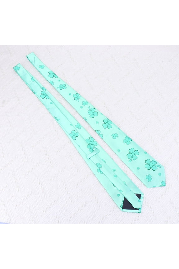 2pcs Light Green Satin Neckties for St Patrick's Day Family Celebrations Accessories Stylish Holiday Tie Set